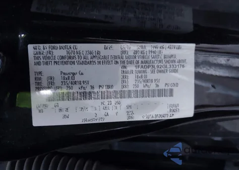 2016 Ford Focus St из США, поврежденный, VIN 1FADP3L92GL333176